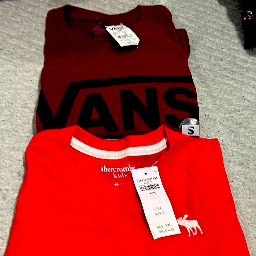 Both new shirts-smoke free home Abercrombie boys shirt sz 15/16 vans shirt small